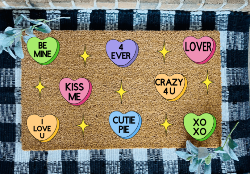 Tapete para puerta de San Valentín con corazones de conversación