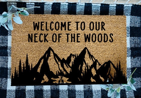 Bienvenido a nuestro Neck of the Woods tapete para puerta