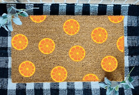 Hello Orange Slices Door Mat