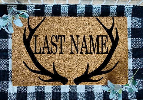 Alfombra de puerta personalizada con apellido