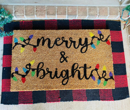 Merry and Bright Lights Door Mat