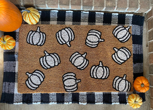 White Pumpkins Fall Doormat