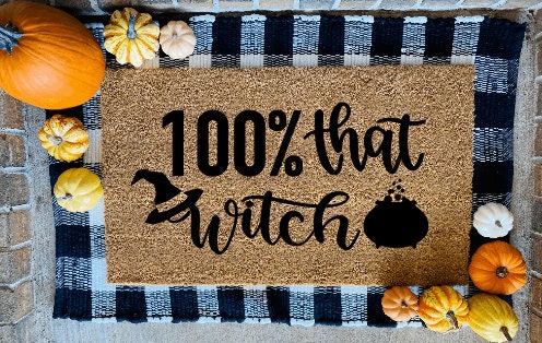 100% That Witch Halloween Door Mat