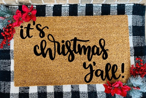 It's Christmas Y'all Coir Door Mat