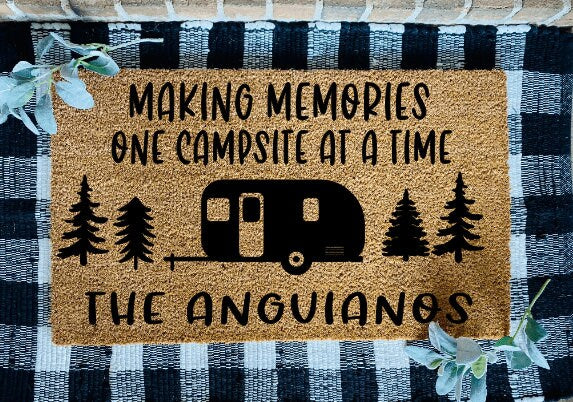 Making Memories One Campsite at a Time Personalized Coir Door Mat