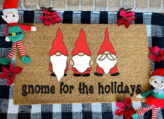 Gnome For The Holidays Coir Door Mat