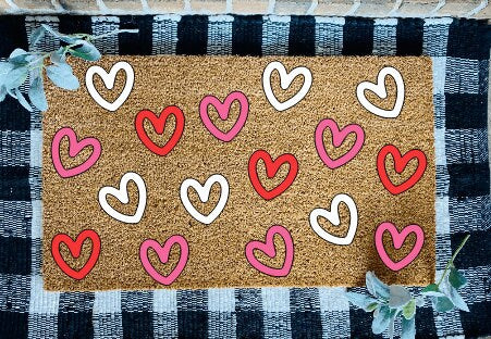 Colored Hearts Valentine's Day Door Mat