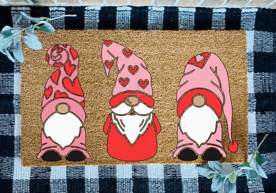 Gnomes Valentine's Day Door Mat