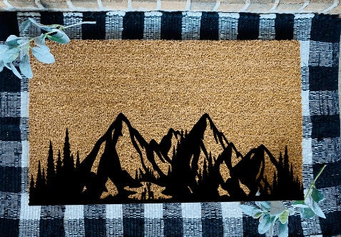 Personalizable Mountains Lake Door Mat