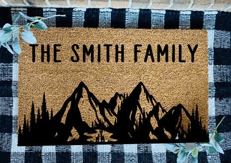 Personalizable Mountains Lake Door Mat