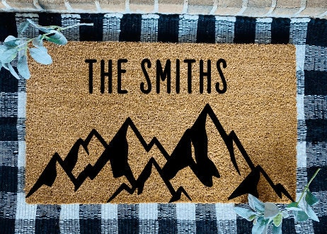 Personalizable Mountains Peaks Door Mat