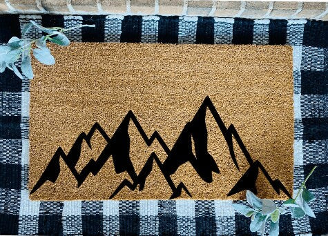 Personalizable Mountains Peaks Door Mat