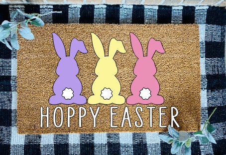 Hoppy Easter Bunnies Door Mat