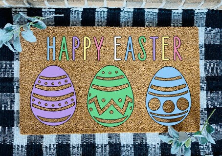 Happy Easter Eggs Door Mat