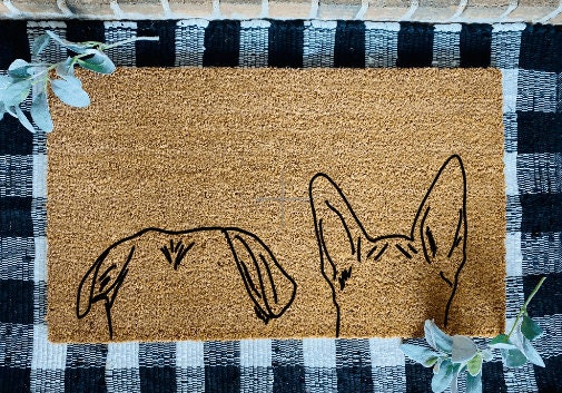 Custom Dog  Ears Outline Welcome Door Mat, Cute Dog Door Mat, Personalized Dog Rug, Dog Welcome Rug, Custom Pet Door Mat , Dogs on Door Mat