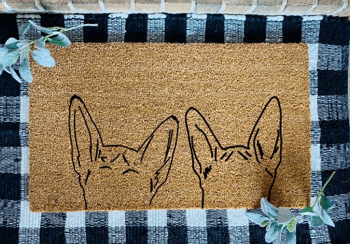 Custom Dog  Ears Outline Welcome Door Mat, Cute Dog Door Mat, Personalized Dog Rug, Dog Welcome Rug, Custom Pet Door Mat , Dogs on Door Mat