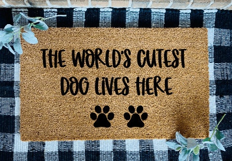 The World's Cutest Dog(s) Live Here Paws Door Mat