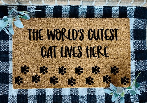 The World's Cutest Cat(s) Live Here Paws Door Mat