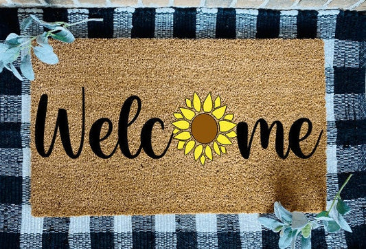 Welcome Sunflower Door Mat