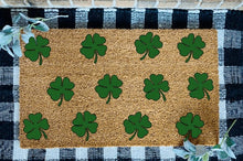 Load image into Gallery viewer, St Patrick&#39;s Day Four Leaf Clover Welcome Door Mat
