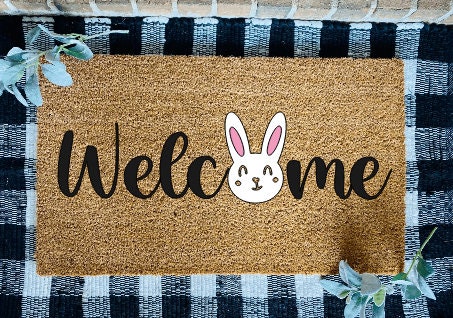 Welcome Easter Bunny Door Mat