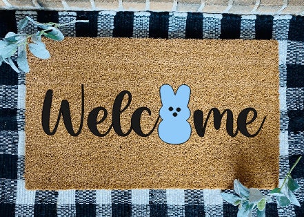 Welcome Easter Bunny Door Mat