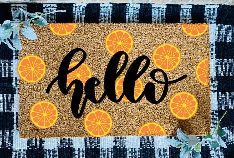 Hello Orange Slices Door Mat