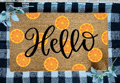 Hello Orange Slices Door Mat