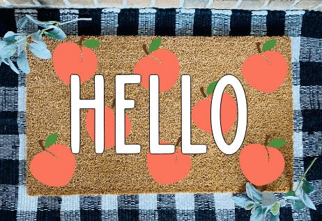 Hello Peaches Door Mat