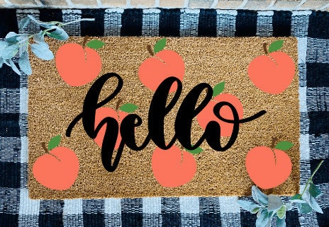 Hello Peaches Door Mat