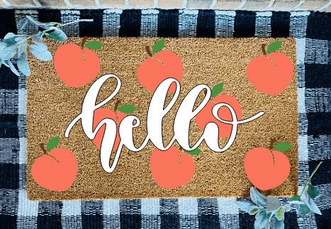 Hello Peaches Door Mat