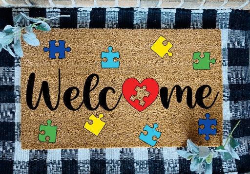 Welcome Autism Awareness Door Mat