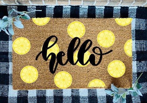 Hello Lemon Slices Door Mat