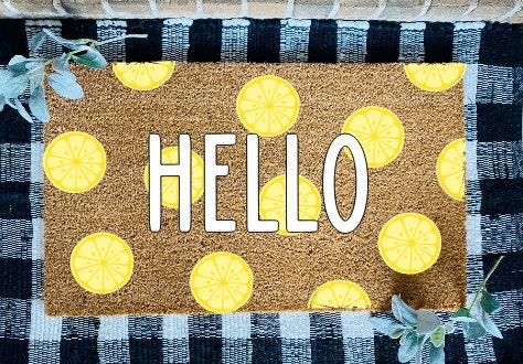 Hello Lemon Slices Door Mat