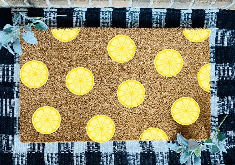 Hello Lemon Slices Door Mat