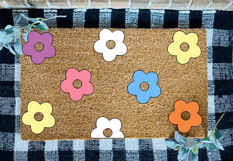 Retro Flowers Door Mat