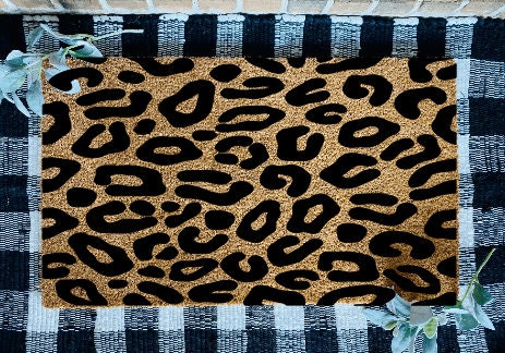 Hello Leopard Print Door Mat