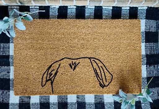 Custom Dog  Ears Outline Welcome Door Mat, Cute Dog Door Mat, Personalized Dog Rug, Dog Welcome Rug, Custom Pet Door Mat , Dogs on Door Mat