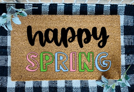 Happy Spring Pastel Colors Door Mat