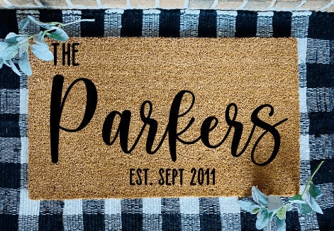 Customized Last Name Established Year Door Mat