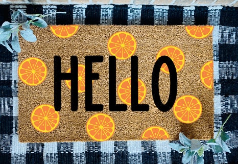 Hello Orange Slices Door Mat