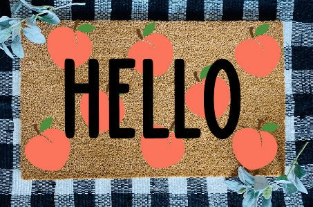 Hello Peaches Door Mat