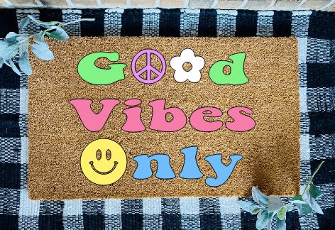 Retro Good Vibes Only Door Mat