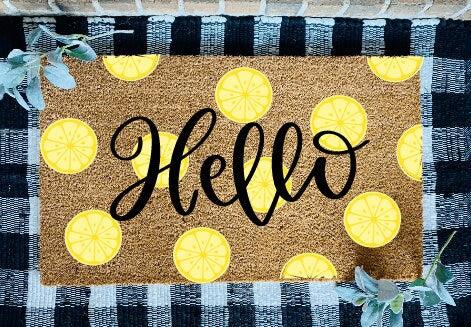 Hello Lemon Slices Door Mat