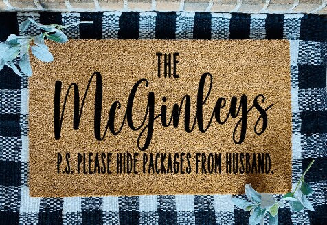 Custom Last Name Hide Packages Door Mat