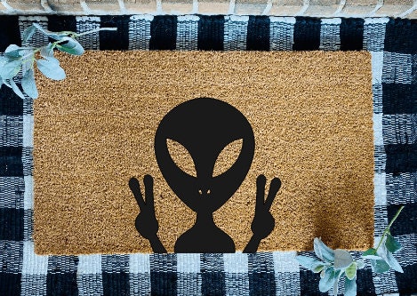 Alien Peace Welcome Door Mat