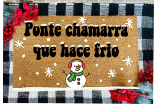 Ponte Chamarra Que Hace Frio Snowman Coir Door Mat