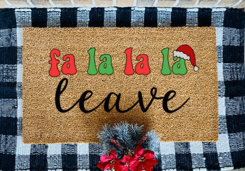 Fa La La La Leave Christmas Door Mat